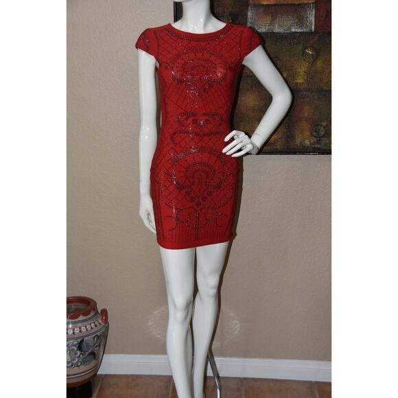Va Va Voom Embellished Studded Bodycon Mini Night Out Dress Size M - Picture 1 of 5